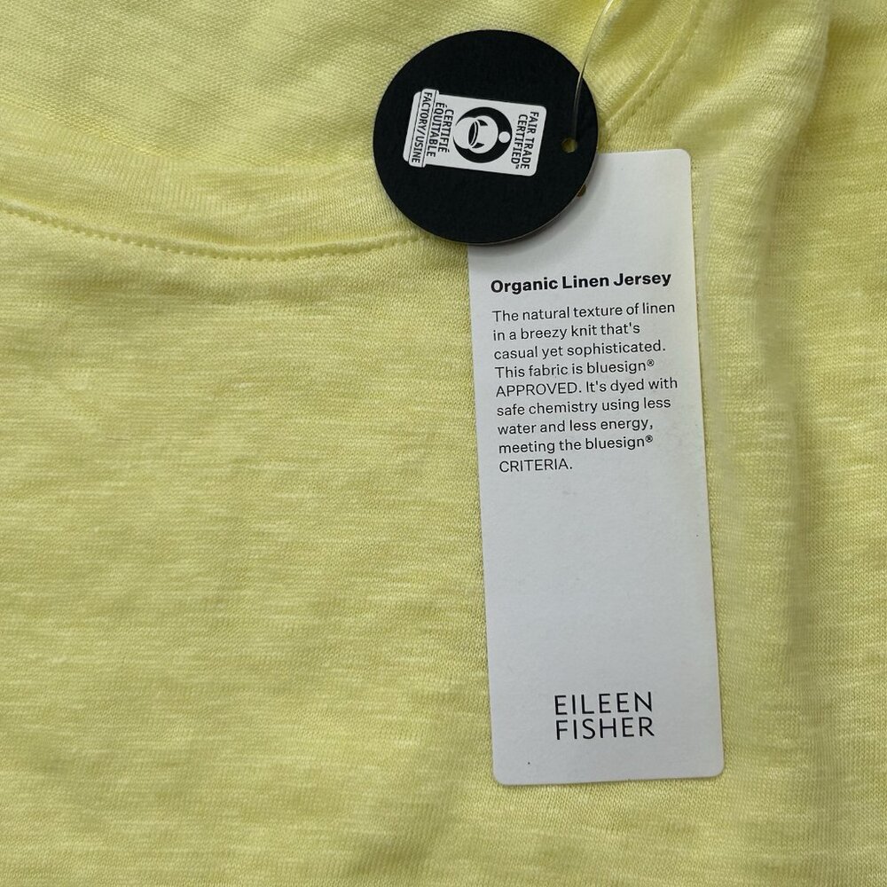 Eileen Fisher Women's XS Organic Linen Jersey Crew Neck Tee Yellow - Picture 3 of 7